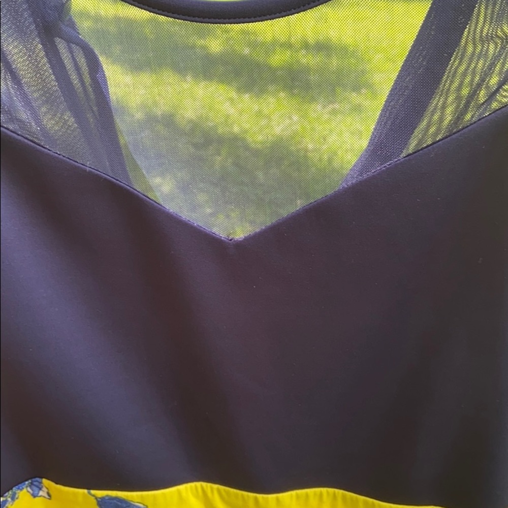 Blue and Yellow Floral Print Dress - Picture 3 of 4